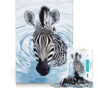Zebra nell'acqua - Puzzle digitale da 1000 pezzi - Gioco cognitivo divertente - Componenti robusti e ben definiti - Esercizio mentale per momenti di tranquillità a casa (38x52cm)