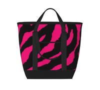 Zebra nera rosa,Borsa porta pranzo grande capacità isolata per donne e uomini, lavoro, picnic, viaggi