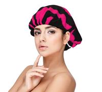 Zebra nera rosa,Cuffia da notte in raso per adulti - Cuffia da notte elastica per donna, copricapelli per la notte