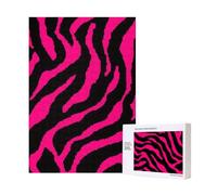 Zebra nera rosa,Puzzle in legno da 300 pezzi per adulti e adolescenti