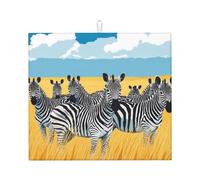 Zebra On Wild - Tappetino scolapiatti per bancone cucina, 40,6 x 45,7 cm | Tappetino assorbente in microfibra per asciugare i piatti, tazze, bar