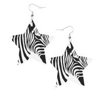 Zebra, orecchini pendenti da donna, con stella scintillante, gioielli alla moda per una serata fuori, One Size, Pelle