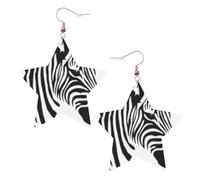 Zebra, orecchini pendenti da donna, con stella scintillante, gioielli alla moda per una serata fuori, One Size, Pelle
