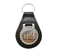 Zebra Pascolo Pelle Portachiavi