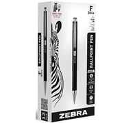 Zebra Pen F-301A Retractable Ballpoint Pen, Premium Black Metal Barrel, Fine Point, 0.7mm, Black Ink, 12-Pack