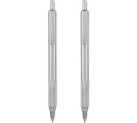 Zebra Pen F-xMD - Penna a sfera retrattile, punta liscia da 1,0 mm, fusto in acciaio inox argentato, inchiostro nero, confezione da 2 penne