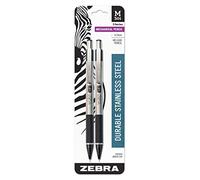 Zebra Pen M-301 - Matita meccanica, fusto in acciaio inox, punta fine, 0,5 mm, impugnatura nera, 2 pezzi (confezione da 1)