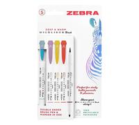 Zebra Pen Mildliner Double Ended Brush Pen, Brush Point Tips 5-Pack Multicolour,