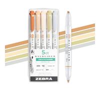 Zebra Pen Mildliner Double Ended Highlighter, Broad and Fine Point Tips, Assorted Neutral Vintage Ink Colors, 5-Pack