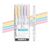 Zebra Pen Mildliner Double Ended Highlighter Set, Chisel and Bullet Point Tips, Assorted Gentle Ink Colors, 5-Pack (78705)