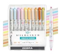 Zebra Pen Mildliner Double Ended Highlighter Set, Chisel and Bullet Point Tips, Assorted Neutral and Gentle Ink Colors, 10-Pack (78701)