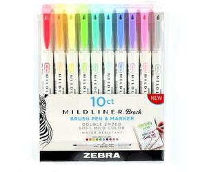 Zebra Pen Mildliner Evidenziatore Pennello Con Due Punte Assortito Porta Di 10