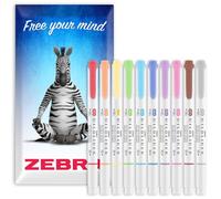 Zebra Pen Mildliner - Evidenziatori creativi a doppia punta, a scalpello e punta a proiettile, ideali per scuola, revisione, scrapbooking, bullet journaling, scrittura, in astuccio di cartone