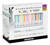 Zebra Pen Mildliner Highlighters, Double Ended Highlighter, Broad And Fine Tips, Pastel and Neutral Colors Midliner Pens, 30 Pack