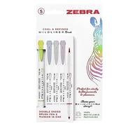 Zebra Pen MILDLINER Penne a doppia punta, pennarelli per adulti, punta a proiettile e punta a pennello per stile e convenienza, penne colorate Mildliner a doppia punta, colori freddi e raffinati, 5