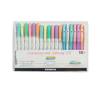 Zebra Pen Mildliner - Set regalo con evidenziatore a doppia punta, include penne gel Sarasa, evidenziatori pastello e pennello, penne a doppia punta, colori assortiti, 18 pezzi
