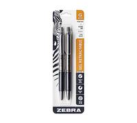 Zebra Pen G-402 Stainless Steel Retractable Gel Pen, Fine Point, 0.5mm, Black Ink, 2-Count (49212)
