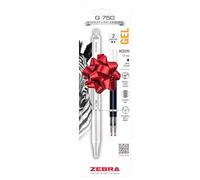 Zebra Pen Penna gel retrattile G-750, corpo in ottone bianco perla, impugnatura testurizzata, 0,7 mm, confezione da 1 con ricariche (49801)