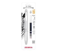 Zebra Pen Penna gel retrattile G-750, corpo in ottone bianco perla, impugnatura testurizzata, 0,7 mm, confezione da 1 con ricariche (49801)