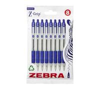 Zebra Pen Z Grip - Penne a sfera blu con clip da tasca, 8 pezzi, penne a sfera retrattili con inchiostro blu, affidabili, confezione multipla per l'uso quotidiano, confezione da 8 pezzi