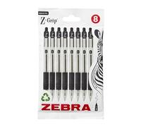 Zebra Pen Z Grip - Penne a sfera nere con clip da tasca, 8 pezzi, penne a sfera retrattili con inchiostro nero, affidabili penne biro nere multipack per uso quotidiano, confezione da 8 pezzi