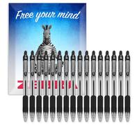 Zebra Pen Z-Grip, penne a sfera retraibili - Punta da 1,0 mm - Confezione da 16 - In confezione regalo con busta - Per scuola, scrittura, lavoro, ufficio (Nero)