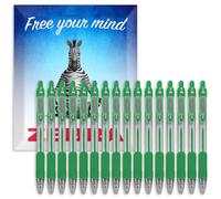 Zebra Pen Z-Grip, penne a sfera retraibili - Punta da 1,0 mm - Confezione da 16 - In confezione regalo con busta - Per scuola, scrittura, lavoro, ufficio (verde)