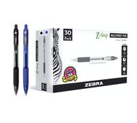 Zebra Pen Z-Grip Retractable Ballpoint Pen Fine Point 0.7mm Black/Blue Ink 30-Pack Assorted