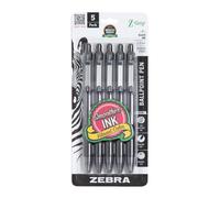 Zebra Pen Z-Grip Retractable Ballpoint Pen Medium Point 1.0mm Black Ink - 5 Pieces (22215)
