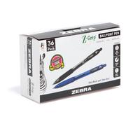 Zebra Pen Z-Grip Retractable Ballpoint Pen Medium Point 1.0mm Blue and Black Ink 36-Pack
