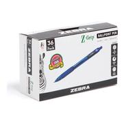 Zebra Pen Z-Grip Retractable Ballpoint Pen Medium Point 1.0mm Blue Ink 36-Pack