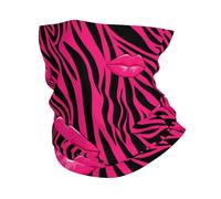 Zebra Pink Hot Lips Abstract Black 26X30Cm Stampato Protezione del Viso Elegante Sciarpa al Collo per Estivo Sports Outdoor