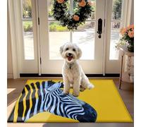 Zebra Print Non-Slip Assorbente Mat Porta per Porta Anteriore Corridoio Cucina - Giallo con a Prova di Polvere e di Design