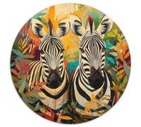 Zebra Puzzle 1000 Pezzi Rotondo Puzzle per Adulti Giungla Tropicale Colorata Alta Difficoltà Relax Arredo Casa Arte Collezione