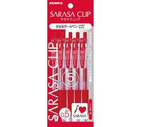 Zebra, Sarasa Clip, penne a sfera gel 0.5, PJJ15R5. Colore: rosso. 5 pezzi, da Zebra
