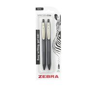 Zebra SARASA Gel CLIP - Penna gel retrattile, stile vintage, inchiostro nero, 2 pezzi, 0,7 mm, senza acidi, impermeabile, ad asciugatura rapida, qualità da archiviazione, penne gel ricaricabili con