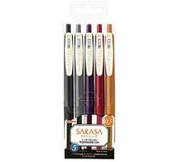 Zebra Sarasa JJ15-5C-VI2 - Penna a sfera con inchiostro gel, 0,5 mm, impugnatura in gomma, colori vintage, 5 colori, set 2