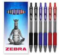 Zebra Sarasa Pen - Penna a sfera retrattile con inchiostro gel, pennino da 0,7 mm, inchiostro nero, blu e rosso, confezione regalo di 6
