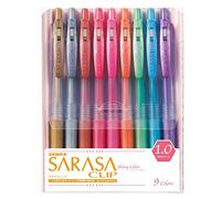 Zebra Sarasa - Penna con clip, punta 0,7 mm Set di 9 colori 1 mm