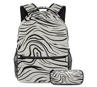 Zebra, set di 2 zaini per la scuola per bambini, con zaino e astuccio, Multicolore#01, B：29.4x20x40cm P：19x7.5x3.8cm, Zaini Daypack