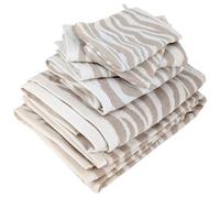 Zebra Soft - Set da bagno, 7 pezzi, motivo zebra puro cotone beige