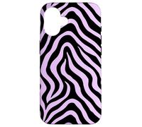 Zebra Stripes Accessories Black with Lavender Aesthetic Custodia per iPhone 16