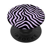 Zebra Stripes Accessories Black with Lavender Aesthetic PopSockets PopGrip Adesivo