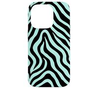 Zebra Stripes Accessories Black with Mint Green Aesthetic Custodia per iPhone 14 Pro