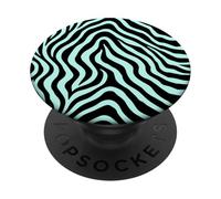 Zebra Stripes Accessories Black with Mint Green Aesthetic PopSockets PopGrip Adesivo