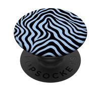 Zebra Stripes Accessories Black with Pastel Blue Aesthetic PopSockets PopGrip Adesivo