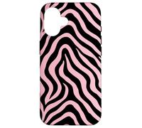 Zebra Stripes Accessories Black with Pastel Pink Aesthetic Custodia per iPhone 16