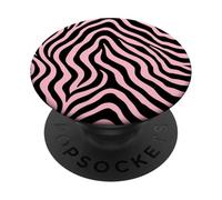 Zebra Stripes Accessories Black with Pastel Pink Aesthetic PopSockets PopGrip Adesivo