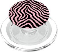 Zebra Stripes Accessories Black with Pastel Pink Aesthetic PopSockets PopGrip per MagSafe