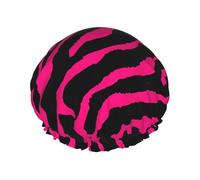 Zebra Tiger Leopard Cuffia da doccia con stampa rosa - Cuffia per capelli riutilizzabile con protezione a doppio strato, traspirante e resistente cuffia da bagno per viaggi